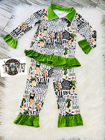 Girls Buddy The Elf Christmas Pajama Set