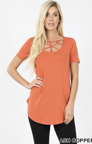 Women’s Ash Copper Caged Round Hem Top - Nico Bella Boutique 