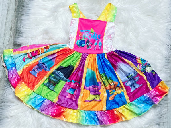 Ultimate Trolls Rainbow Twirl Dress - Nico Bella Boutique 