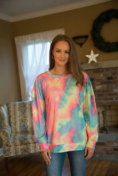 Pink Tie Dye Pullover - Nico Bella Boutique 