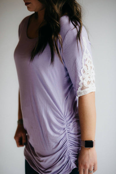 Lavender Side Lace Sleeve Tunic - Nico Bella Boutique 