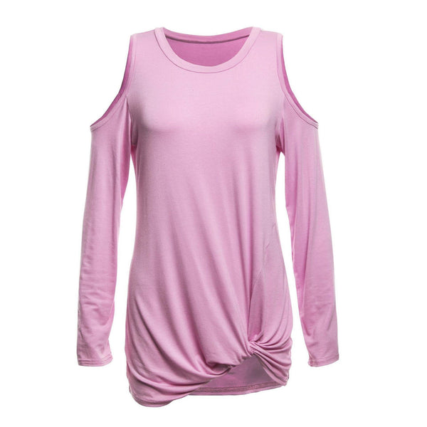 Women’s Pink Cold Shoulder top - Nico Bella Boutique 