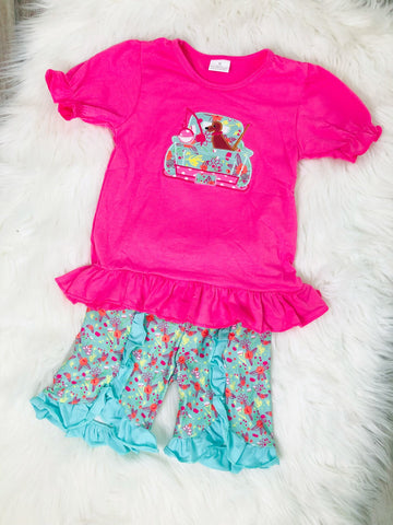 Hunting Fishing Applique Girls Short Set - Nico Bella Boutique 