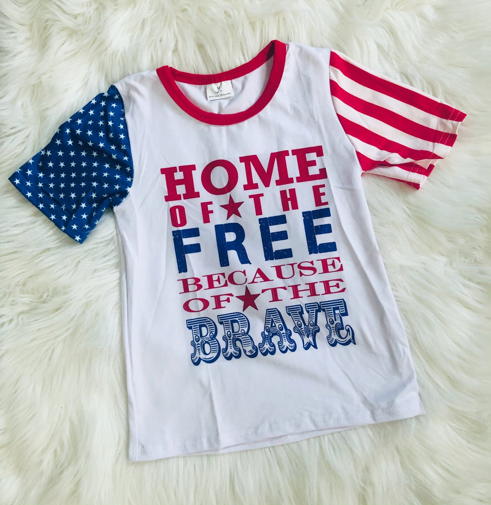 Home of the Free Because of The Brave Raglan Tee - Nico Bella Boutique 