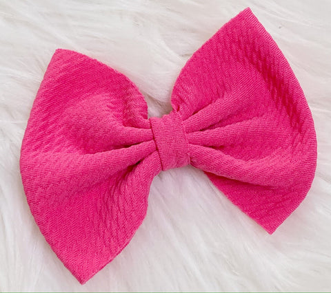 Hot Pink Nylon Bow Hair Clip - Nico Bella Boutique 