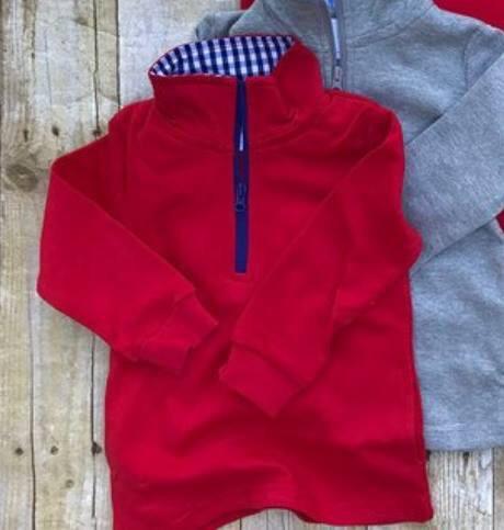 Boys Red Gingham Accent Pullovers - Nico Bella Boutique 