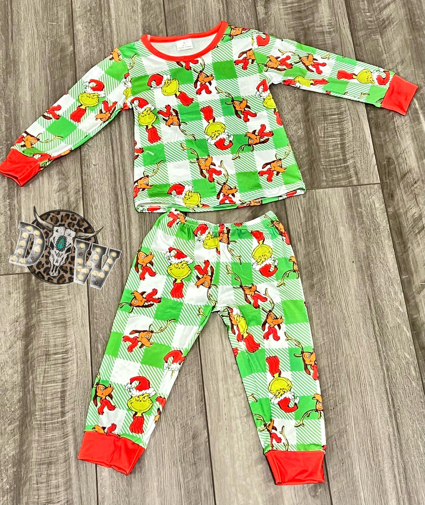 The Grinch Plaid Grinch and Max Christmas Pajama Set
