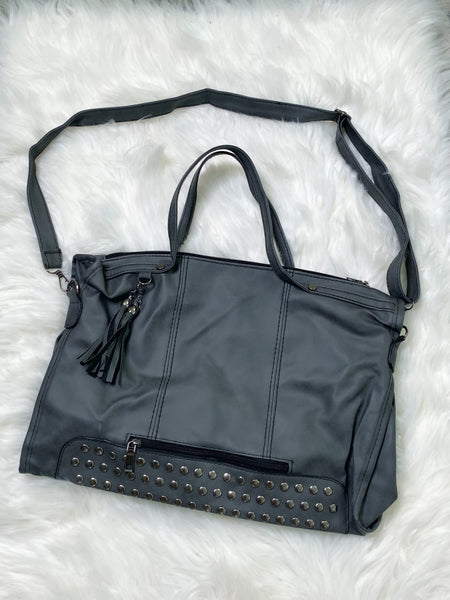 Charcoal Black Rivet Stud Tote Bag Purse - Nico Bella Boutique 