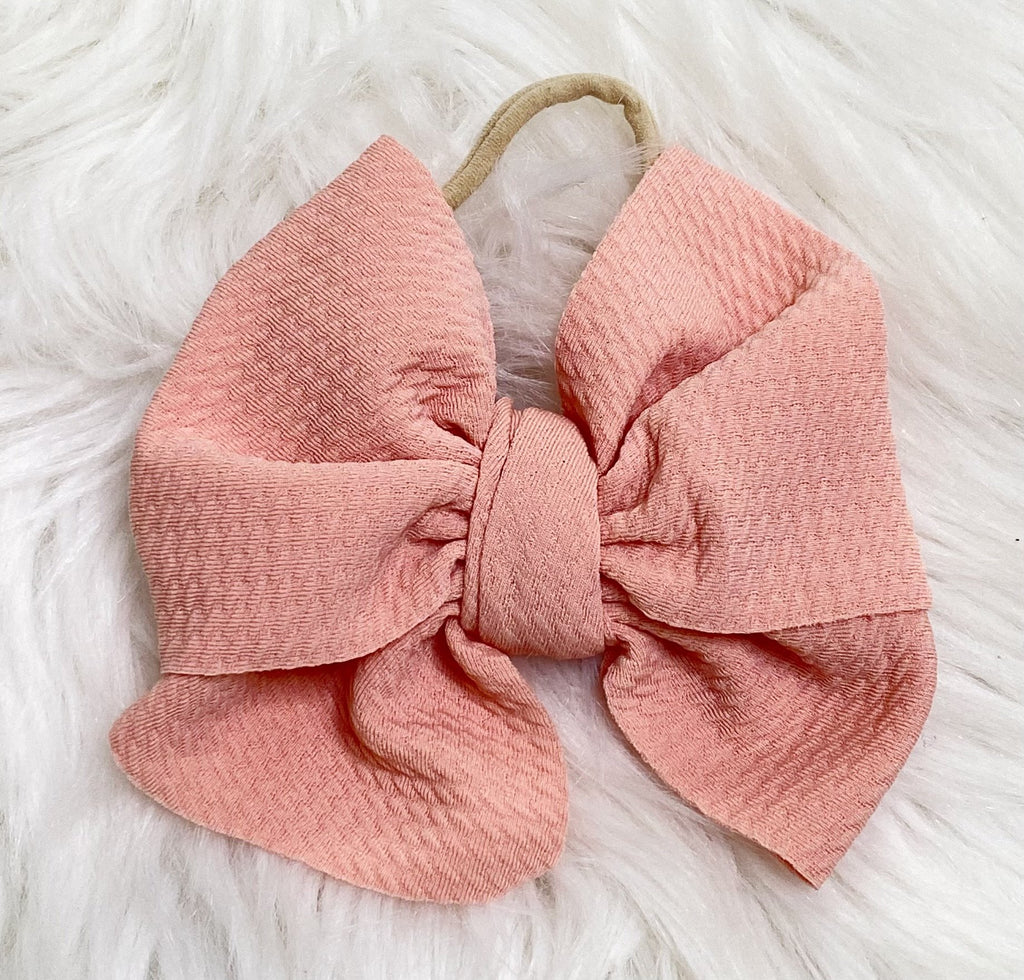 Dusty Mauve Pink Nylon Baby Bow Headband - Nico Bella Boutique 