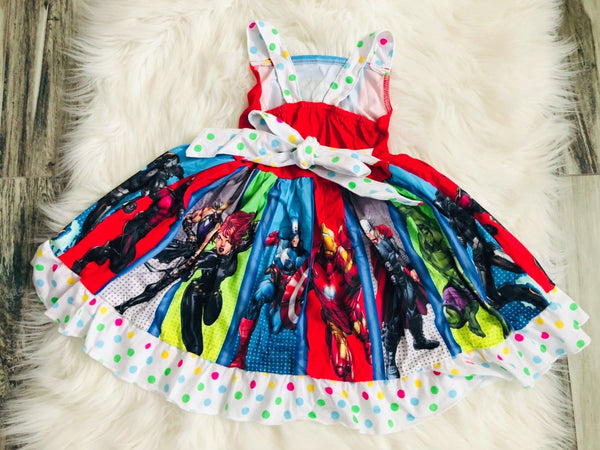Ultimate Avengers Twirl Dress - Nico Bella Boutique 