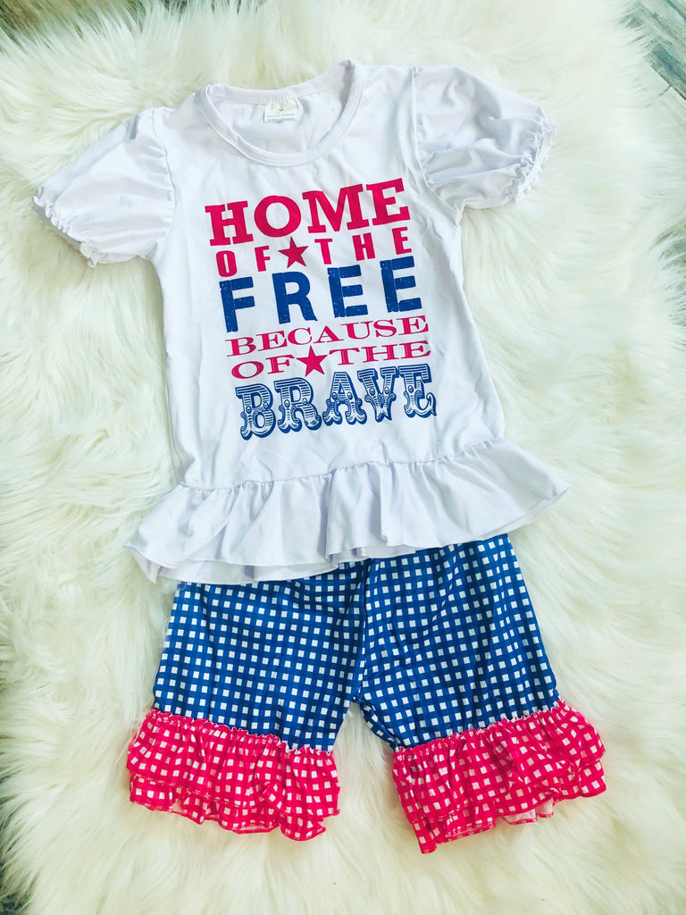 Home of the Free Because of The Brave Short Set - Nico Bella Boutique 