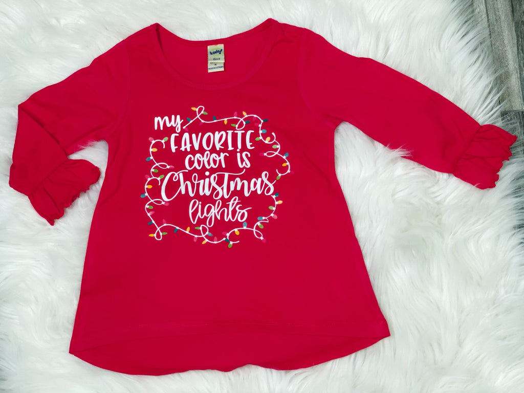 My Favorite Color is Christmas Lights Red Hi-Lo Shirt - Nico Bella Boutique 