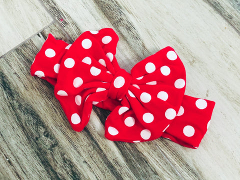 Red Polka Dot Messy Bow Headband - Nico Bella Boutique 