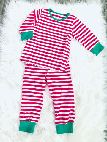 Red and White Stripe Christmas Pajamas - Nico Bella Boutique 