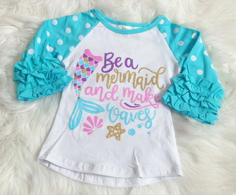 Be a Mermaid and Make Waves Icing Raglan - Nico Bella Boutique 