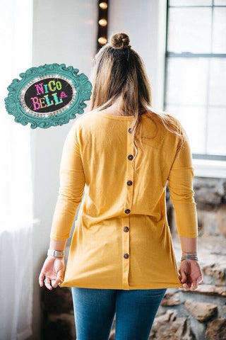 Mustard Back Button Shirt - Nico Bella Boutique 
