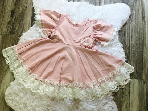 Lace Mauve Twirl Dress - Nico Bella Boutique 