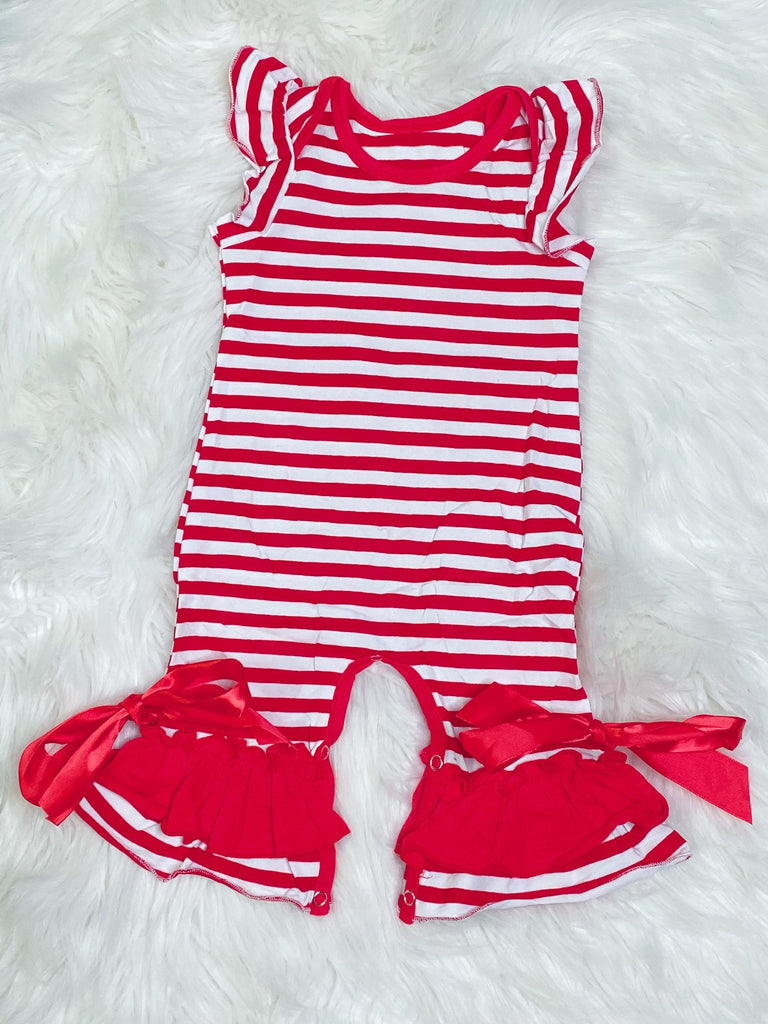 Red and White Stripe Romper - Nico Bella Boutique 