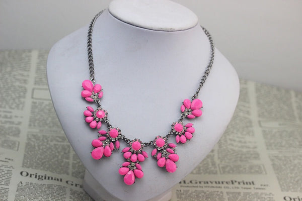 Pink Gem Statement Necklace - Nico Bella Boutique 