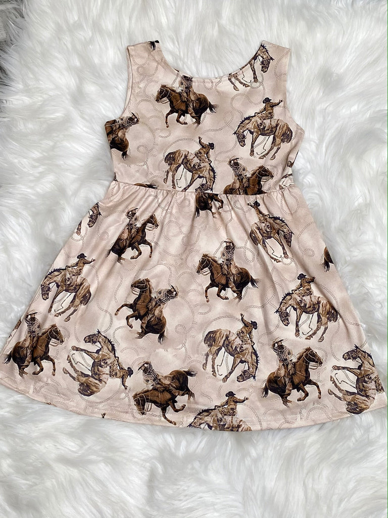 Rodeo Buckin Horse Girls Tank Dress - Nico Bella Boutique 