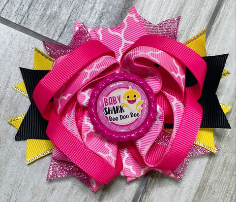 Baby Shark Doo Doo Doo Hair Bow - Nico Bella Boutique 