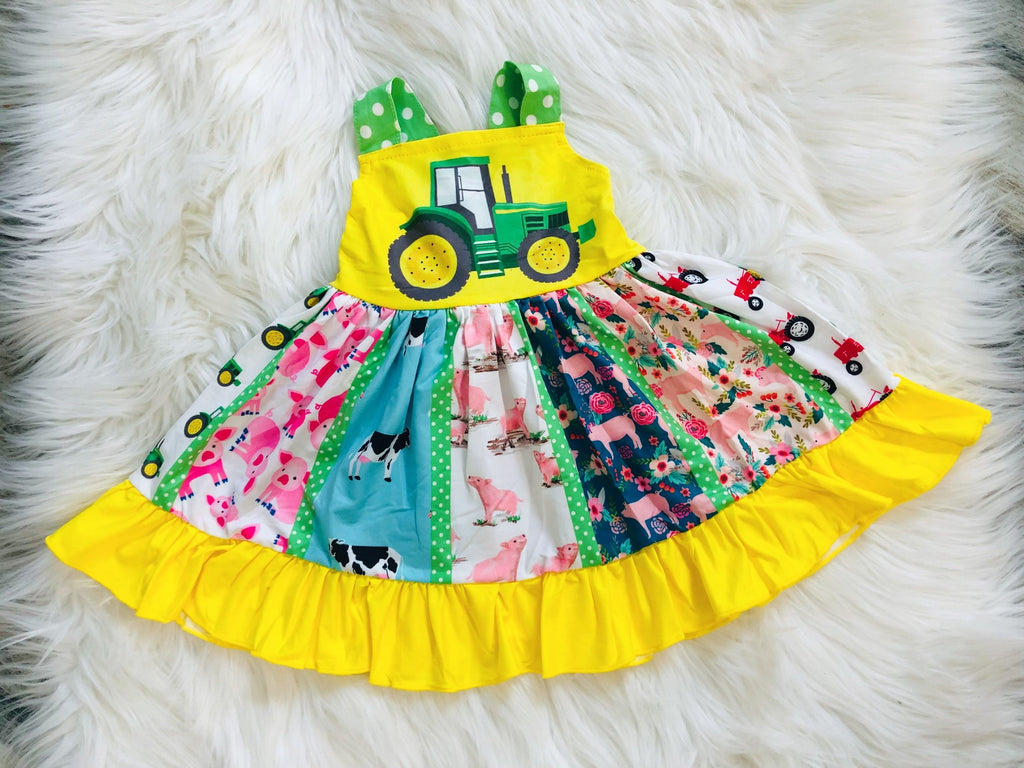 Ultimate Tractor Farm Twirl Dress - Nico Bella Boutique 