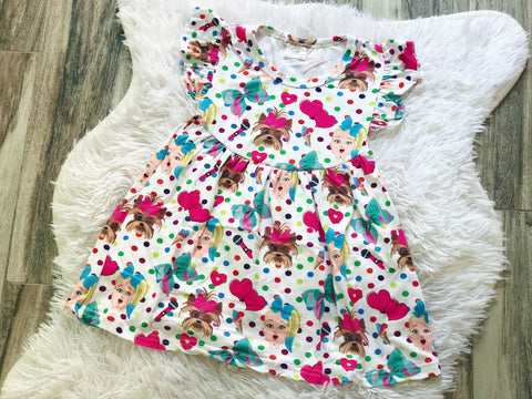 JoJo Siwa Inspired Pearl White Dress - Nico Bella Boutique 