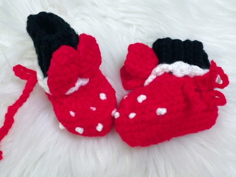 Minnie Mouse Crochet Baby Booties - Nico Bella Boutique 