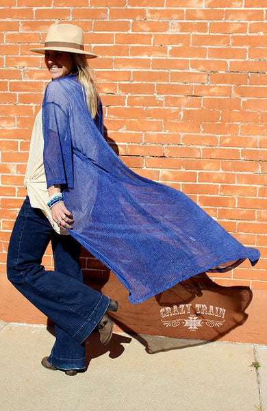 Heather Blue Duster - Nico Bella Boutique 