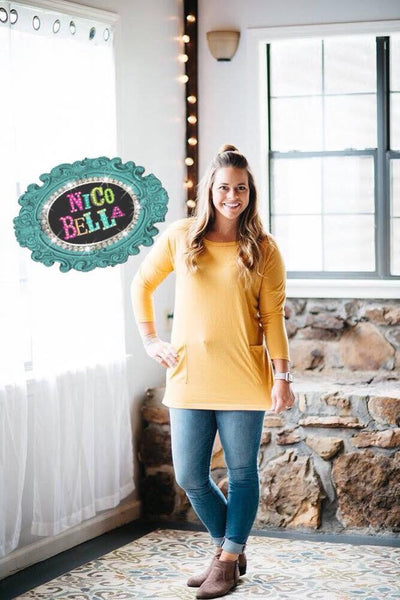 Mustard Back Button Shirt - Nico Bella Boutique 