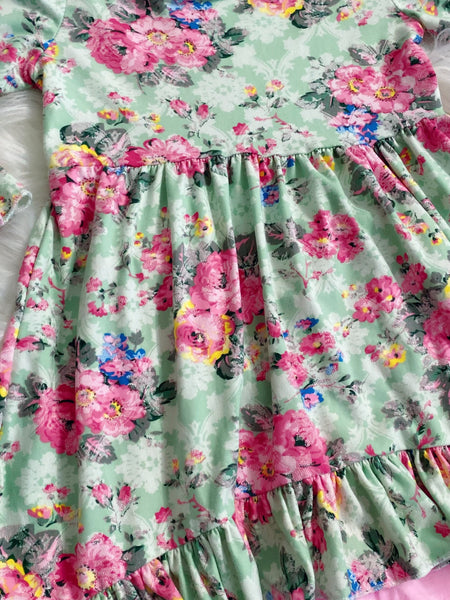 Mint Floral Hi-Lo Tunic Set - Nico Bella Boutique 