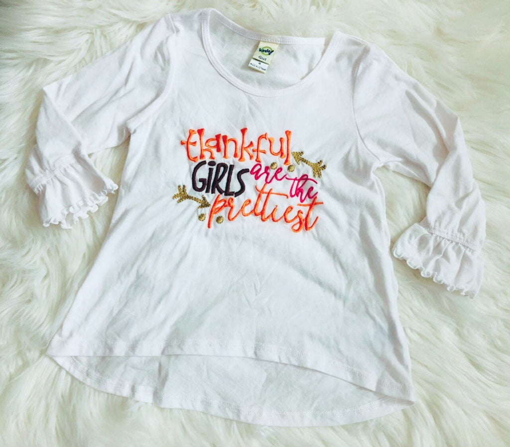 Thankful Girls are the Prettiest Embroidered Hi-Lo Shirt - Nico Bella Boutique 
