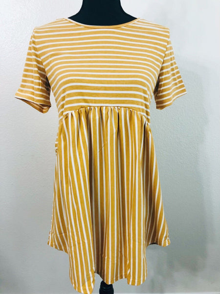 Mustard Stripe Criss Cross Tunic - Nico Bella Boutique 