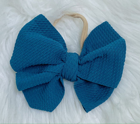 Teal Nylon Baby Bow Headband - Nico Bella Boutique 