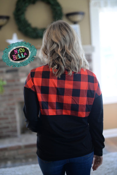 Buffalo Plaid Quarter Zip Up - Nico Bella Boutique 