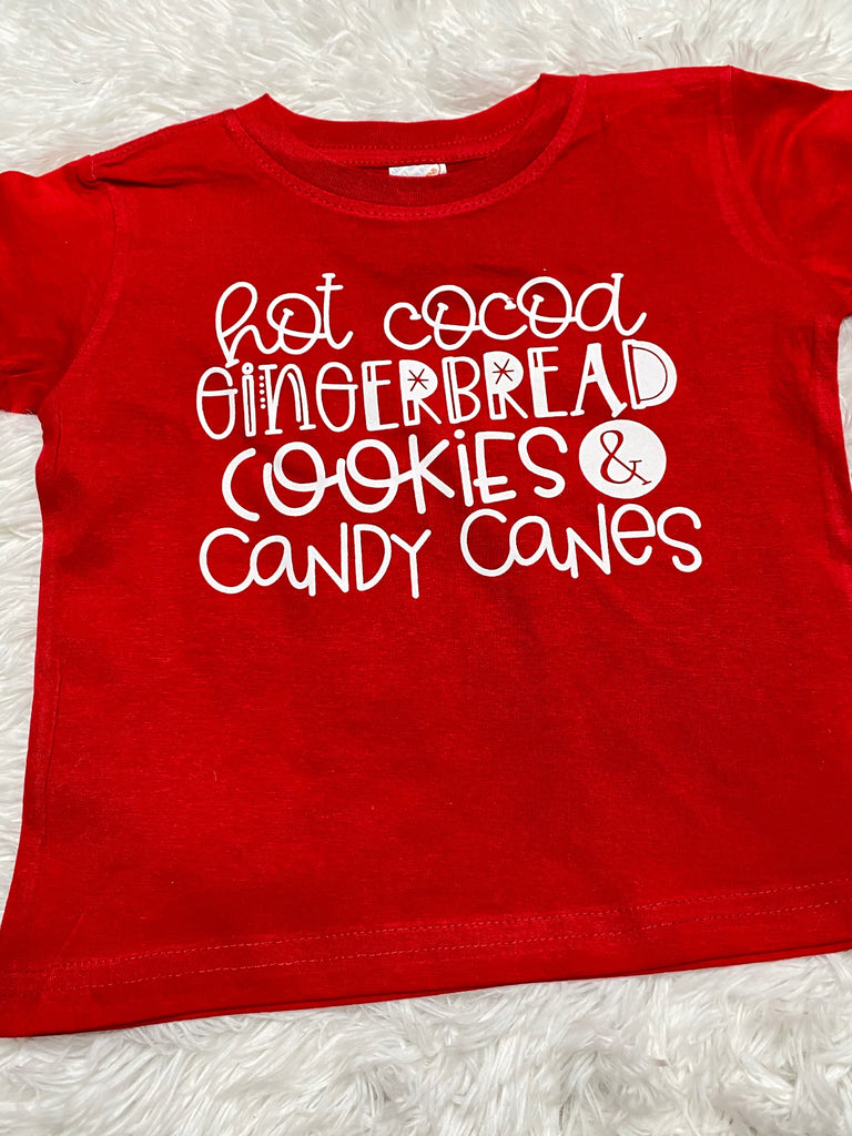 Hot Cocoa Gingerbread Cookies & Candy Canes Red Shirt