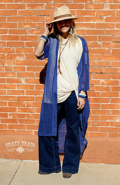 Heather Blue Duster - Nico Bella Boutique 