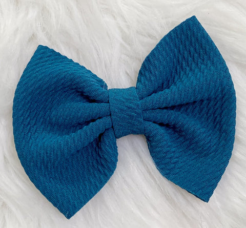Teal Nylon Bow Hair Clip - Nico Bella Boutique 