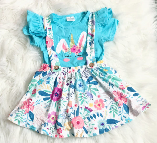 Bunny Floral Overall Skirt Set - Nico Bella Boutique 