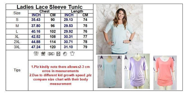 Lavender Side Lace Sleeve Tunic - Nico Bella Boutique 