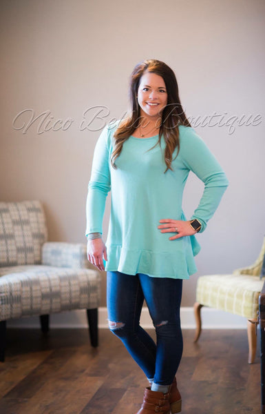 Aqua Crochet Ruffle Back Tunic - Nico Bella Boutique 