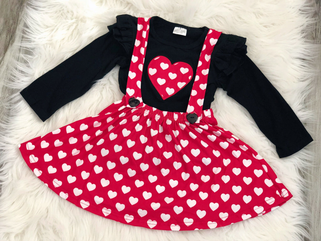 Girls Heart Overall Skirt Set - Nico Bella Boutique 
