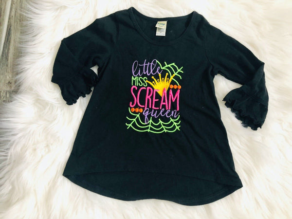 Little Miss Scream Queen Embroidered Hi-Lo Shirt - Nico Bella Boutique 