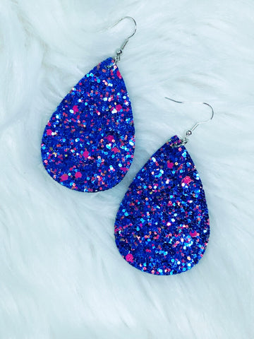 Blue Glitter Teardrop Earrings - Nico Bella Boutique 