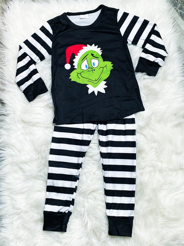 Grinch Stripe Pajamas - Nico Bella Boutique 
