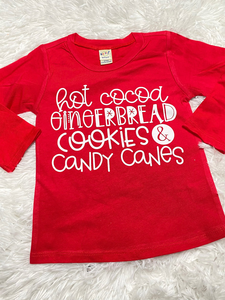 Hot Cocoa Gingerbread Cookies & Candy Canes Long Sleeve Shirt