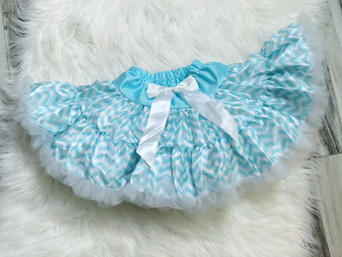 Aqua Chevron Pettiskirt - Nico Bella Boutique 