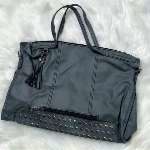 Charcoal Black Rivet Stud Tote Bag Purse - Nico Bella Boutique 
