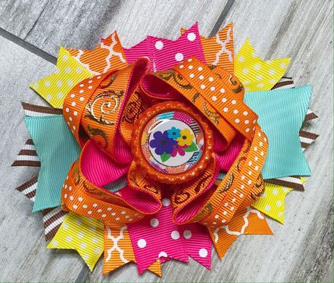 Bright Floral Hair Bow - Nico Bella Boutique 
