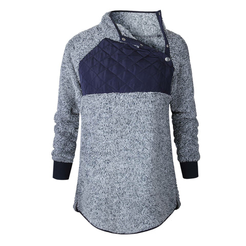 Women’s Navy Quilted Sherpa Pullover - Nico Bella Boutique 
